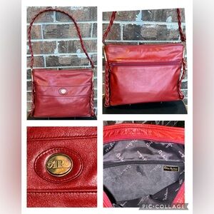 Vintage ARUKAN Japan Red Leather Shoulder Bag